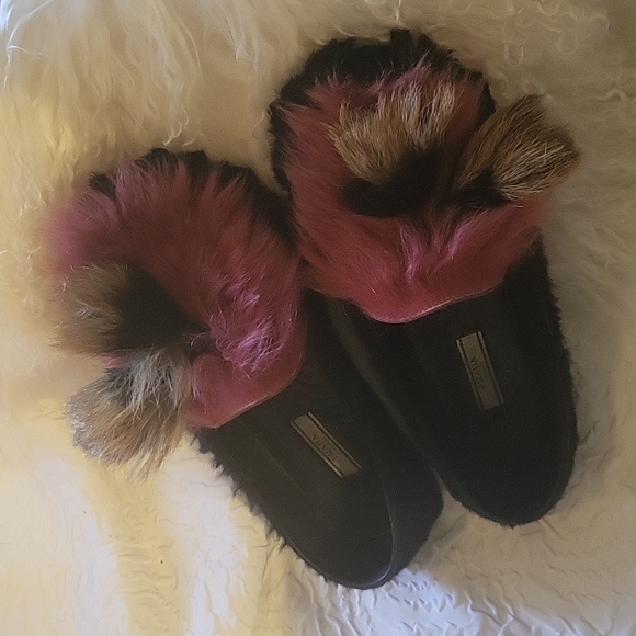 PRADA CHEVRE MONT Goat Hair EMBELLISHED BLACK AND STRAWBERRY-PINK LOAFERS SIZE 6 - Picture 7 of 12